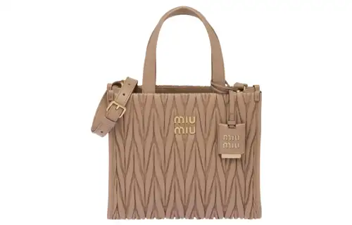 MIU MIU Matelassé Soft Sheep Leather Tote Bag, Shopping Bag, Shoulder Bag, Crossbody Bag, Handbag Women's Beige