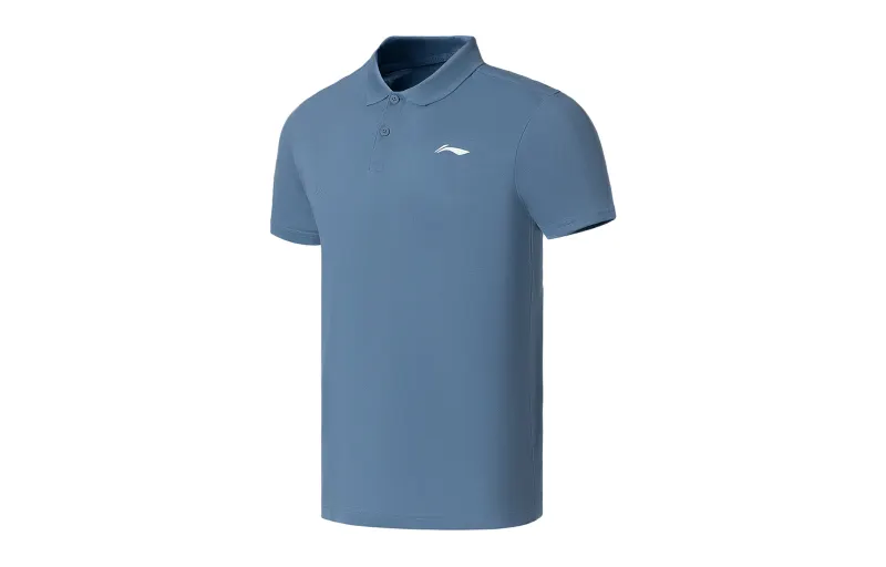 Li Ning Polo Shirt Men's Woad Dyed Blue