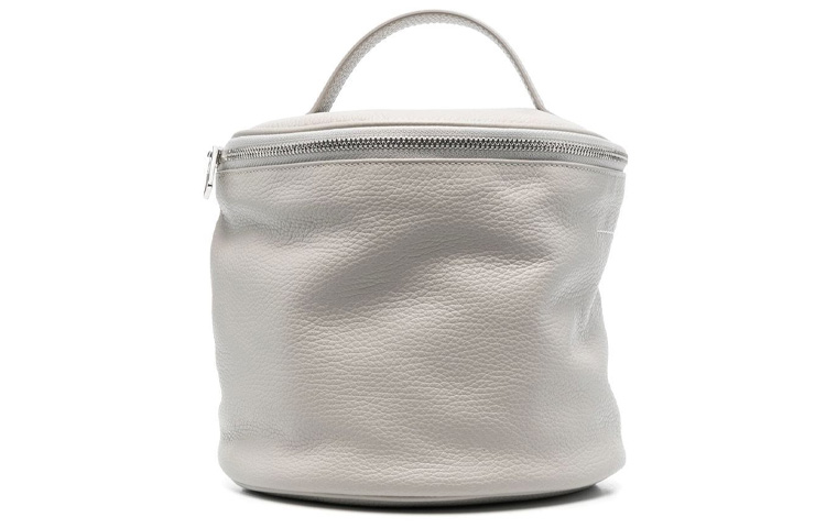 MM6 Maison Margiela Margiela Hat Box Grain Effect Contrast Stitching Wraparound Zipper Calfskin Handbag Women's Gray