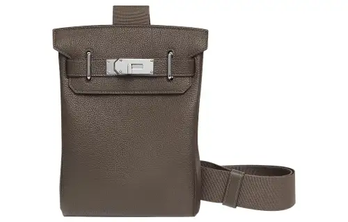 HERMES Hac A Dos Silver Tone Buckle Togo Calfskin Shoulder Bag, Crossbody Bag Unisex 8F Gris ÉTain Tin Gray