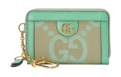 GUCCI Ophidia Canvas With Leather Money Clip, Wallet, Card Holder Regular Women's Green