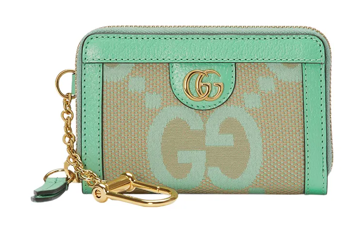 GUCCI Ophidia Canvas With Leather Money Clip, Wallet, Card Holder Regular Women's Green