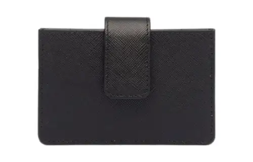 PRADA Saffiano Leather Card Holder Women's Black