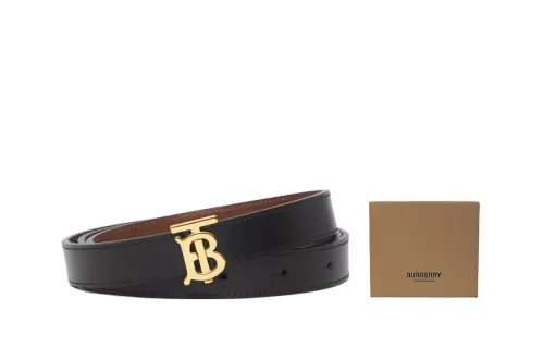 Burberry Cow Leather Belts Women's Black Tan Width 1.2cm