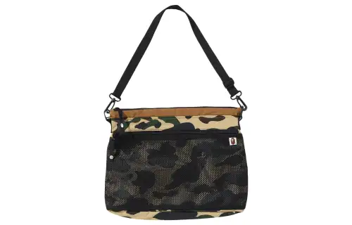 A BATHING APE Nylon Cell Phone Pouch, Crossbody Bag, Shoulder Bag Unisex Yellow