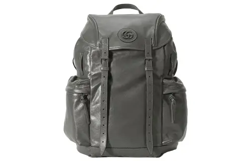 GUCCI Leather Backpack Men's Gray
