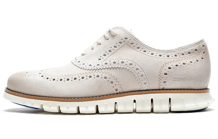Gehan cow leather shock-absorbing, light and comfortable brogue British carved commuter business niche design sense for street travel and school season casual leather shoes white