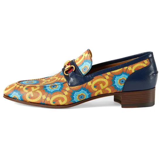 GUCCI 100th Anniversary Casual Shoes Men's Blue Yellow