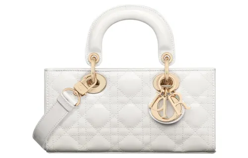 DIOR Lady D Joy Patent Leather, Cow Leather Handbag Small Women's Milk White