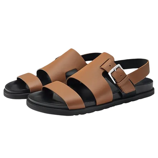 HERMES Corentin Strap Sandals Men's Brown