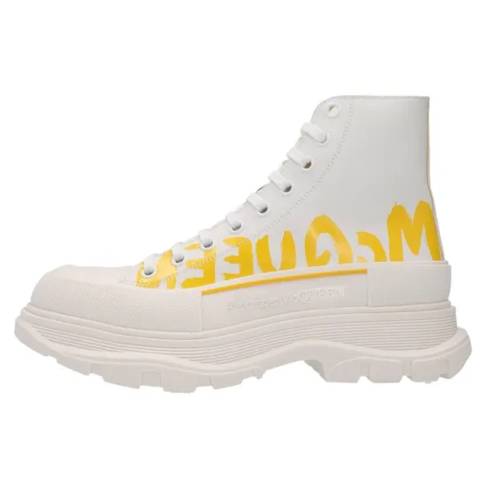 Alexander McQueen Tread Slick Boot Graffiti White Yellow Pop