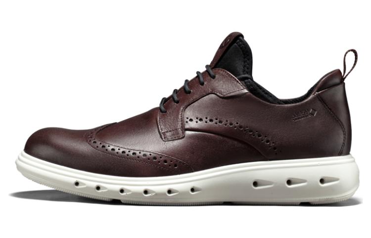 Ecco hybrid waterproof 720 cow leather fashionable commuting casual leather shoes men's dark burgundy