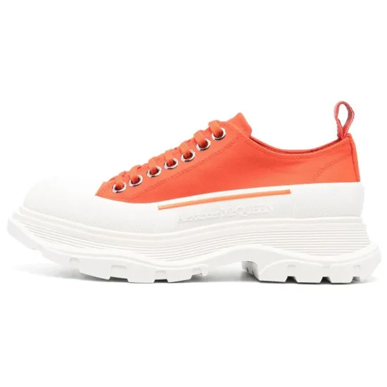 Alexander McQueen Tread Slick Low-Top Sneaker Orange White Women's