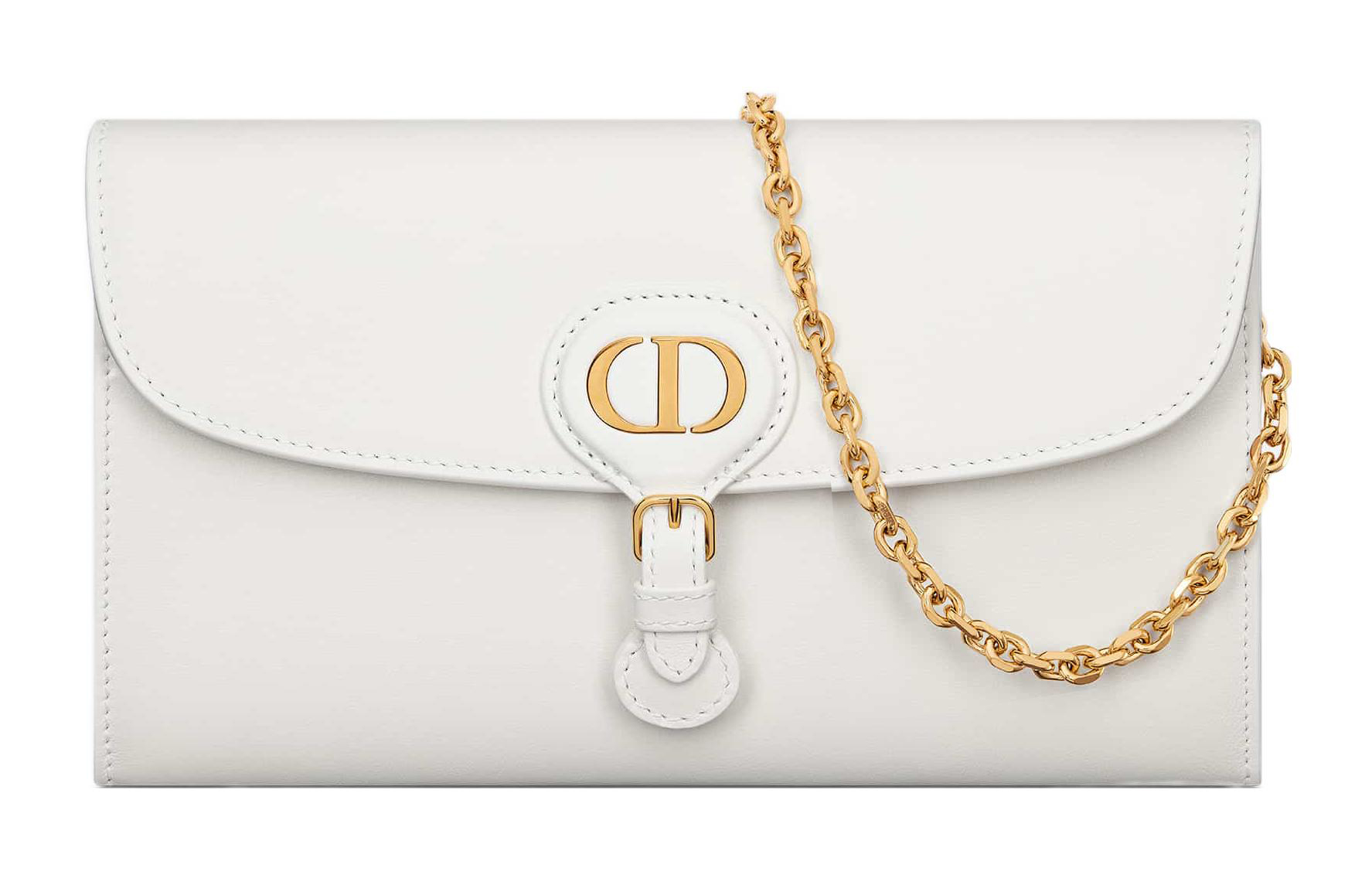 DIOR Bobby Smooth Cow Leather Handheld Shoulder Bag, Crossbody Bag Women's Milk White