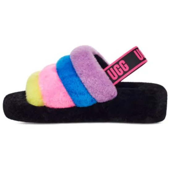 UGG Fluff Yeah Slide Black Taffy Pink Multi Women's