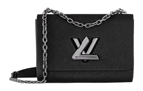 LOUIS VUITTON Twist Grain Cow Leather Shoulder Bag, Crossbody Bag Medium Women's Tin Gray