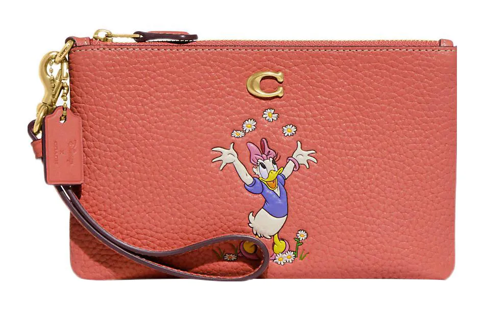 COACH Disney, Collaboration Wristlet Leather Wrist Bag Clutch Small Women's Pink