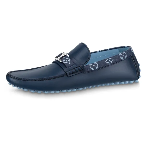 LOUIS VUITTON Hockenheim Moccasin Shoes 'Blue With Monogram Collar'