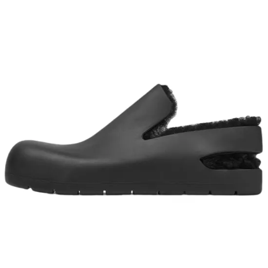 Bottega Veneta Puddle Shearling Rubber Slingback Sandal Black