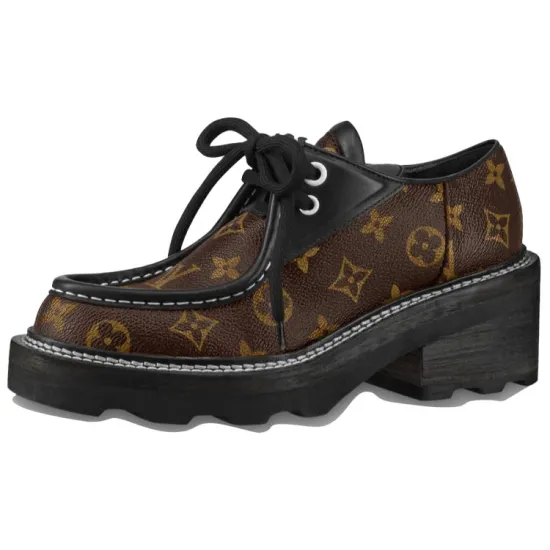 LOUIS VUITTON Beaubourg Platform Derby Shoes 'Brown' Women's
