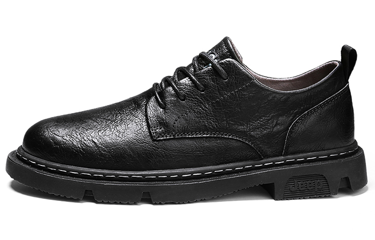 Jeep [吉普 ] винтаж [ 低帮 百搭舒适 圆头 耐磨] нескользящие кожаная обувь для отдыха [鞋 ] мужской стиль черный