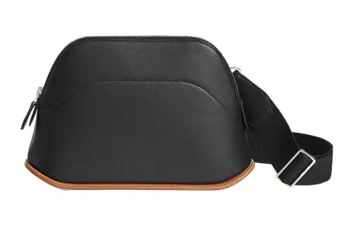 HERMES Bolide Evergrain Leather With Swift Calfskin Bowling Bag, Shoulder Bag, Crossbody Bag Unisex Black