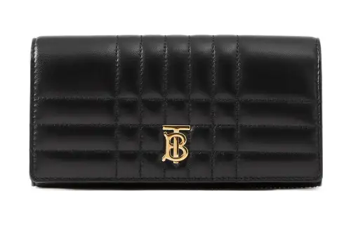Burberry Quilted Leather Lola Continental Wallet Black /Light Gold