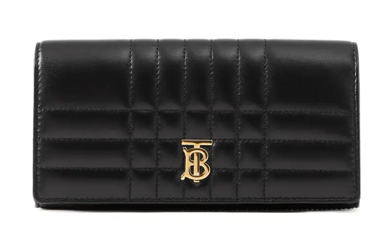 Burberry Quilted Leather Lola Continental Wallet Black /Light Gold