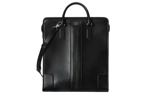GUCCI Interlocking Collection Leather Shoulder Bag, Crossbody Bag, Handbag Men's Black