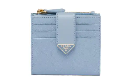 PRADA Saffiano Leather Wallet Small Women's Blue
