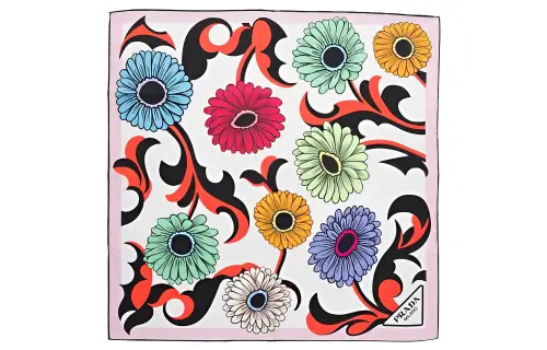 floral-print twill scarf