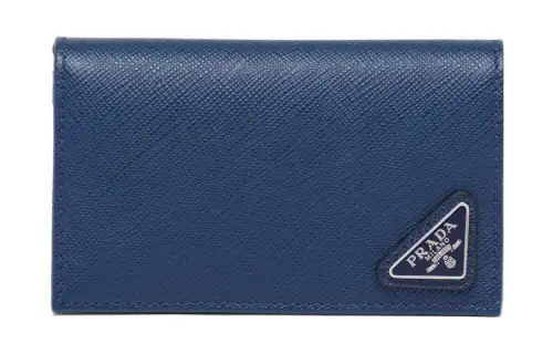 PRADA Saffiano Leather Card Holder, Wallet Men's Blue