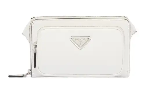 PRADA Re Edition Leather Crossbody Bag, Shoulder Bag Men's White