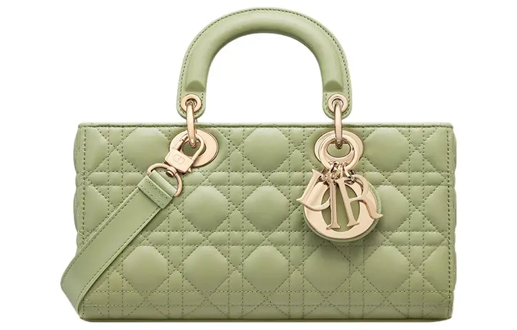 DIOR Lady D Joy Sheepskin Leather Patchwork Handbag, Shoulder Bag, Crossbody Bag, Handbag Medium Women's Dreamy Green