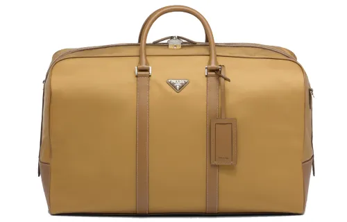 PRADA Fabric With Leather Luggage Bag, Shoulder Bag, Crossbody Bag, Handbag Women's Yellow
