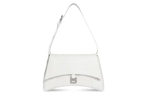 Balenciaga Downtown Cow Leather Handbag, Shoulder Bag Women's White