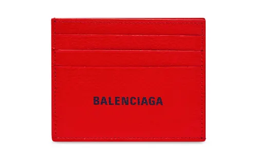 Balenciaga Grain Calfskin Card Holder Card Holder Men's Red
