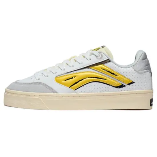 LiNing Wave 180 LO Durable Breathable Low Top Skateboard Shoes White Yellow Gray