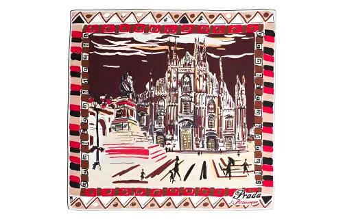 Prada Pittoresque Milan silk foulard