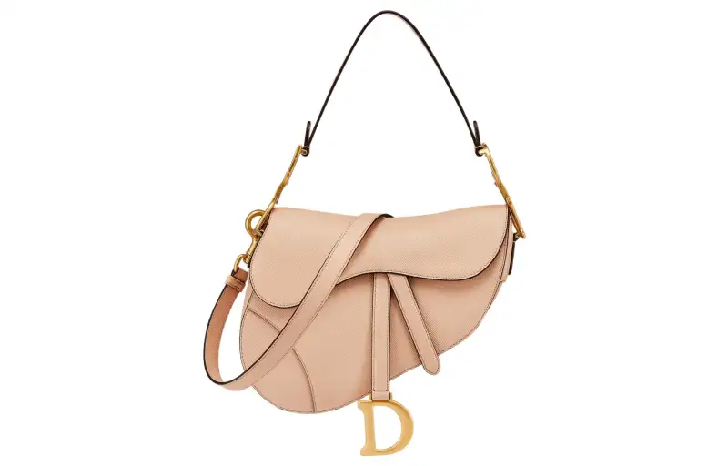 DIOR Saddle Grained Calfskin Saddle Bag, Shoulder Bag, Crossbody Bag, Handbag Women's Sand Pink
