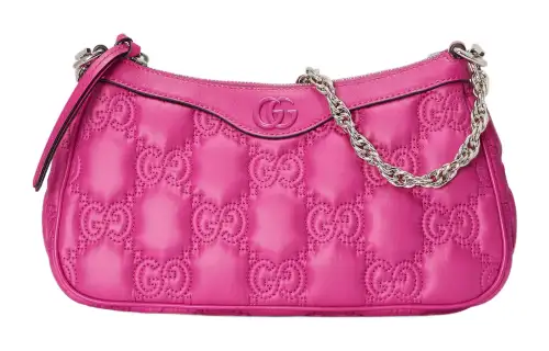 GUCCI GG Matelassé Leather Pochette, Shoulder Bag Shoulder Bag, Handbag Women's Fuchsia