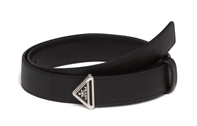 triangle-logo leather belt