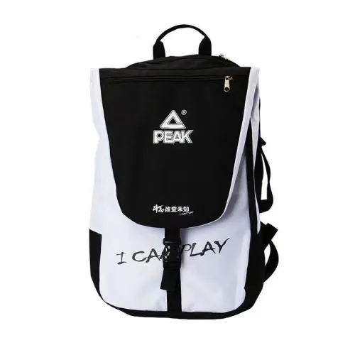 PEAK Nylon Fabric Laptop Bag Backpack Large Unisex Black White