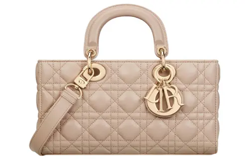 DIOR Lady D Joy Sheepskin Handbag, Shoulder Bag, Crossbody Bag, Handbag Medium Women's Beige