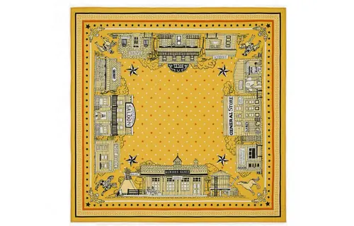 HERMES Silk Scarf Women's Yellow