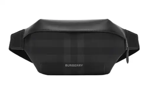 Burberry Plaid With Leather Fanny Pack Men's Black