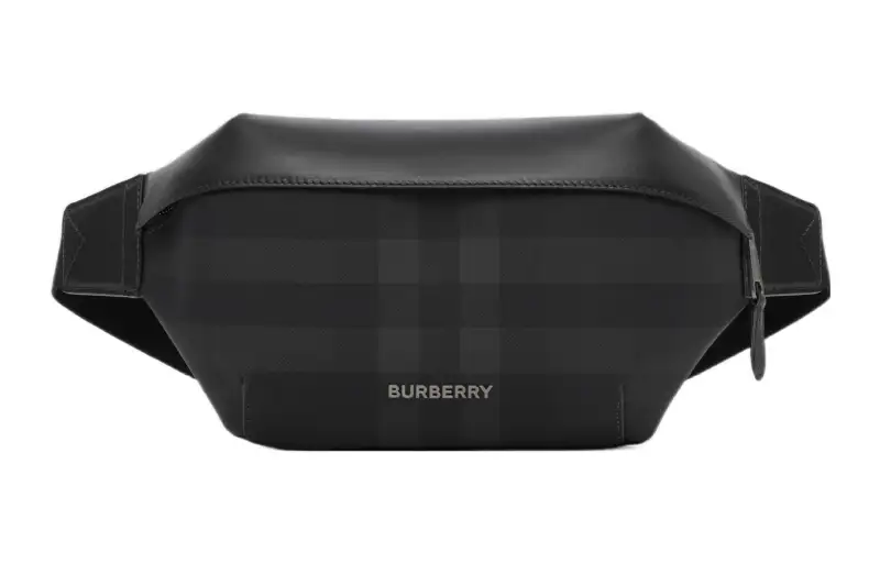 Burberry Plaid With Leather Fanny Pack Men's Black