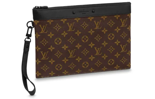 LOUIS VUITTON Pochette To Go Coated Canvas Clutch Regular Men's Brown