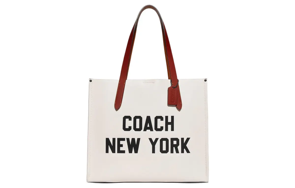COACH Tote Pebble Texture With Waxy Plant Leather And Coated Canvas Shoulder Bags Large Men's White