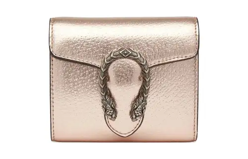 GUCCI Dionysus Calfskin Card Holder, Wallet Women's Champagne